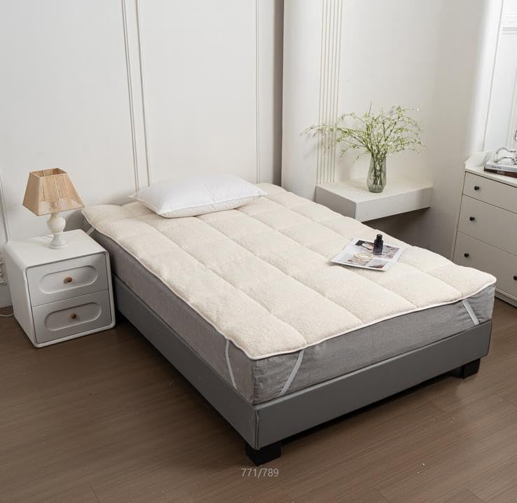 Teddy Fleece Mattress Topper Extra Soft Plush Bed Topper Warm & Cosy Mattress Protector