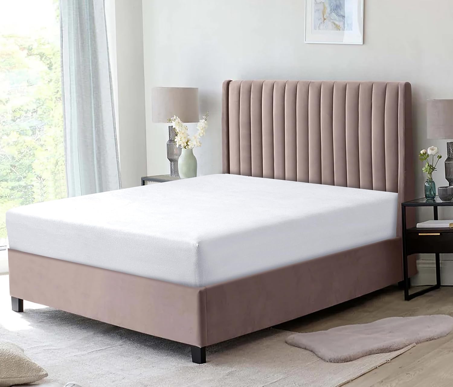 100% Brushed Cotton Flannel Fitted Sheets - Warm & Cosy Thermal Fitted Sheets - Elasticated Corners - Double - White