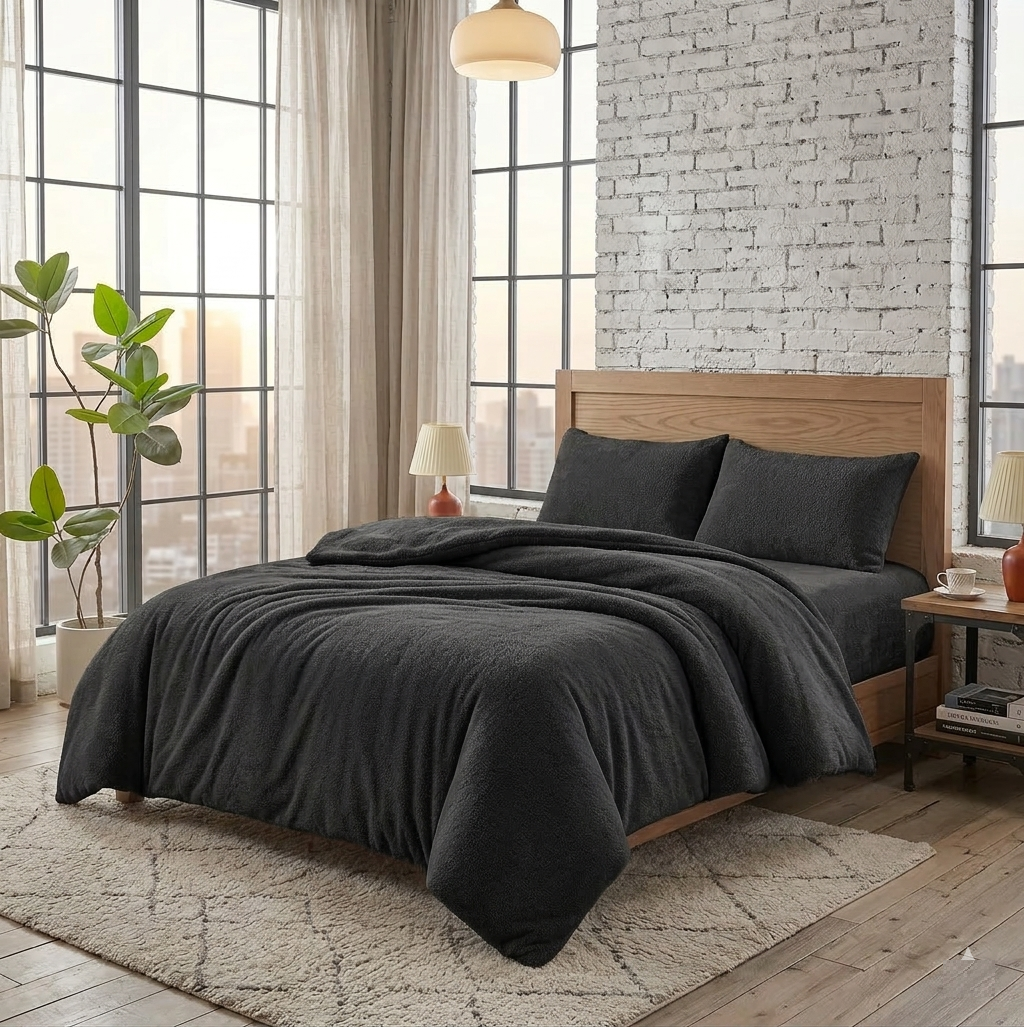 Soft Teddy Fleece Duvet Cover Breathable, Comfortable & Durable Bedding Cover Cosy, Easy-Care Terry Duvet Cover for Everyday Use