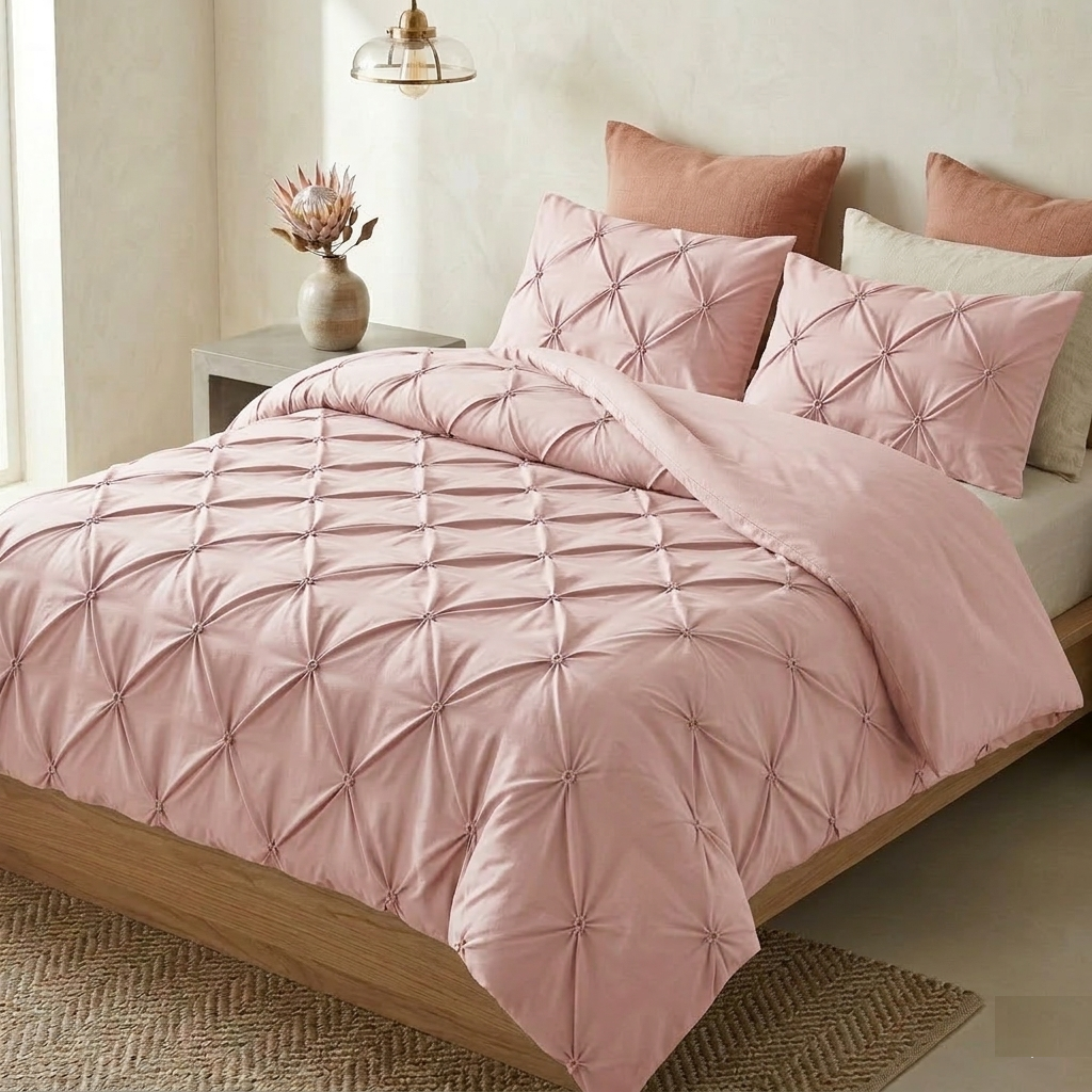 Pintuck Duvet Cover Set - 200 Thread Count 100% Egyptian Cotton Pinch Pleated Quilt Bedding (Copy)