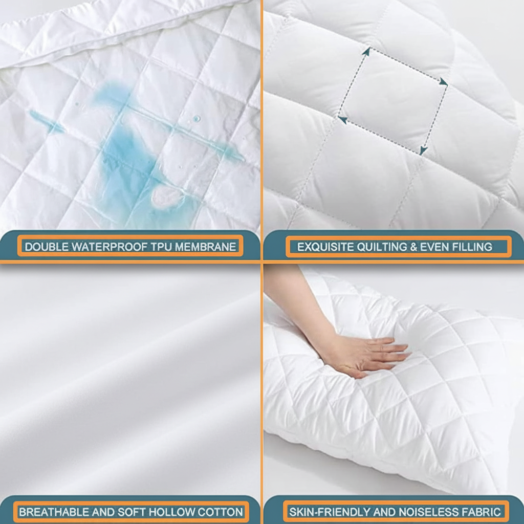 Quilted Waterproof Pillow Protectors - Sleep Secure, Breathable & Hypoallergenic