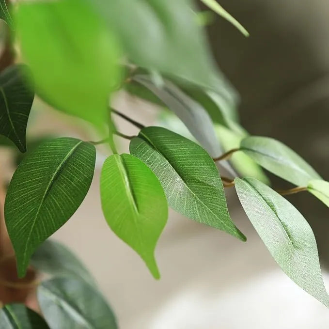Large Artificial Ficus Tree – 150cm Tall, Indoor Fake Potted Tree with Natural Wood Trunk and Silk Leaves – Perfect for Home & Office Decor