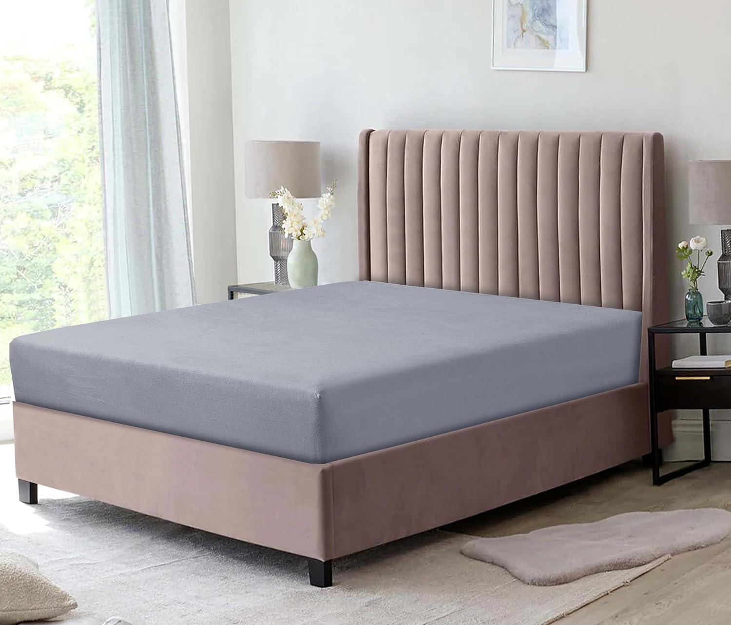 100% Brushed Cotton Flannel Fitted Sheets - Warm & Cosy Thermal Fitted Sheets - Elasticated Corners - Double - White