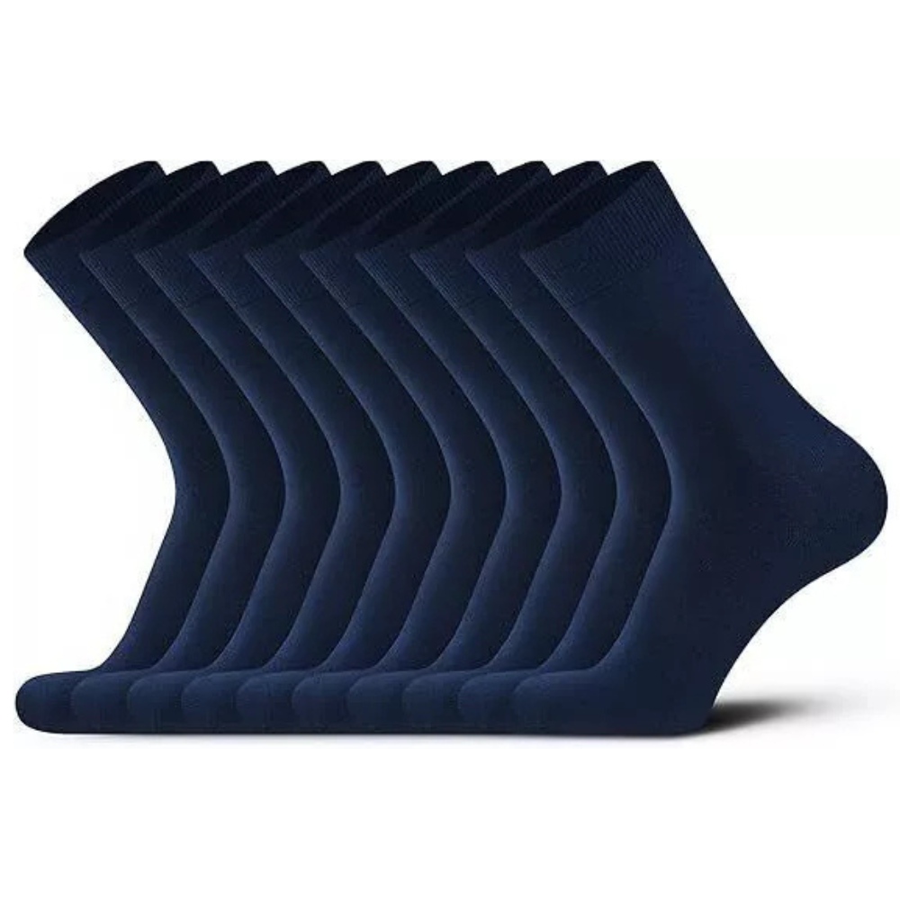 DarkCom Men’s Smart Dress Socks - 10-Pair Set, Navy Blue (UK Size 12-14) | Perfect Gift for Men