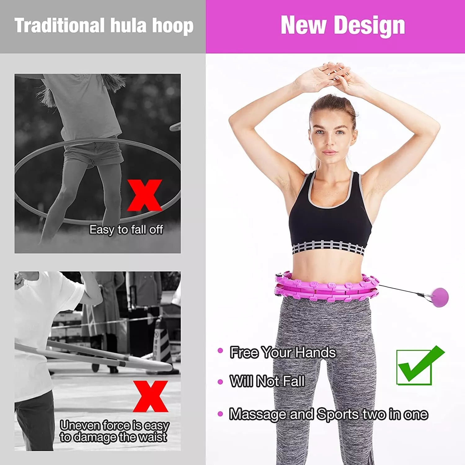 24 Knots Weighted Hula Hoop for Adults - Smart Fitness Tool for Waist Slimming and Weight Loss