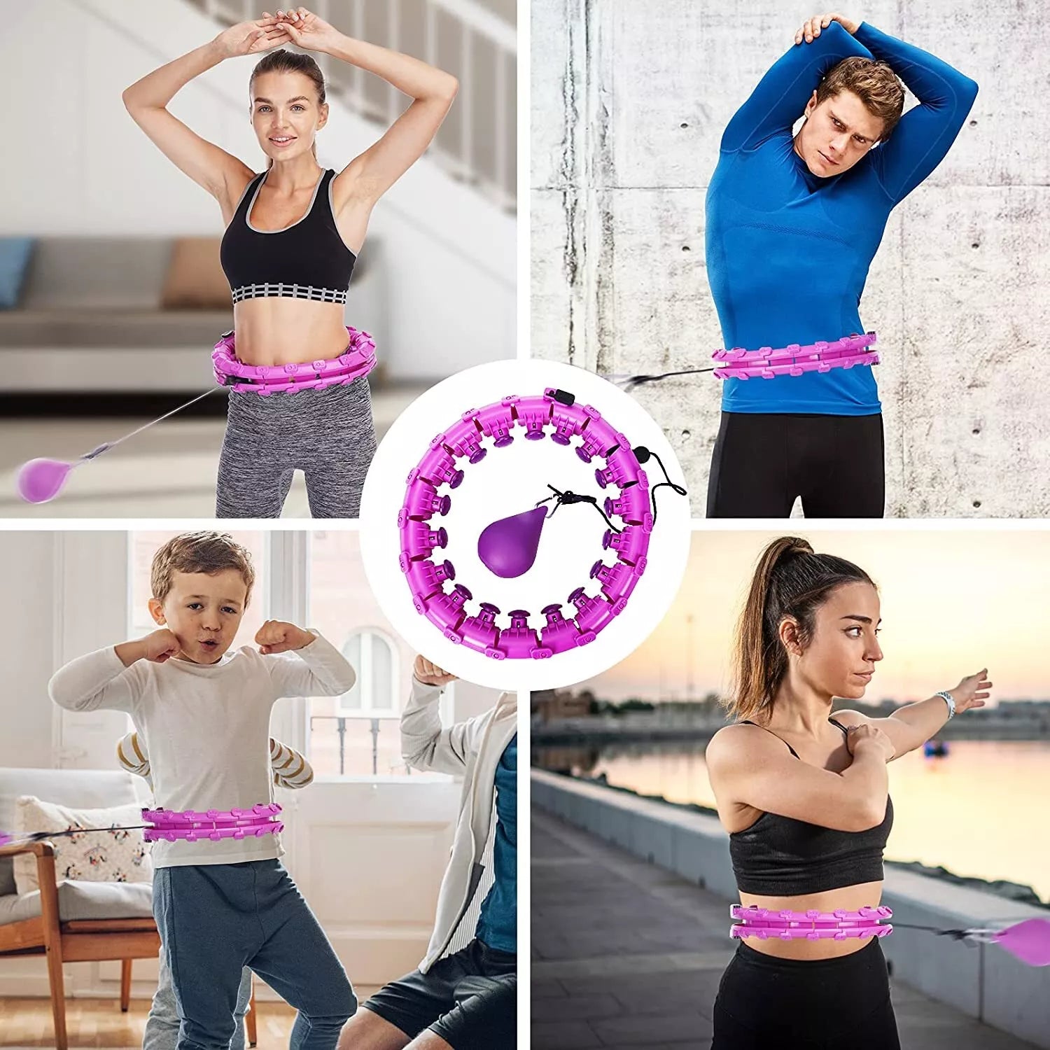24 Knots Weighted Hula Hoop for Adults - Smart Fitness Tool for Waist Slimming and Weight Loss