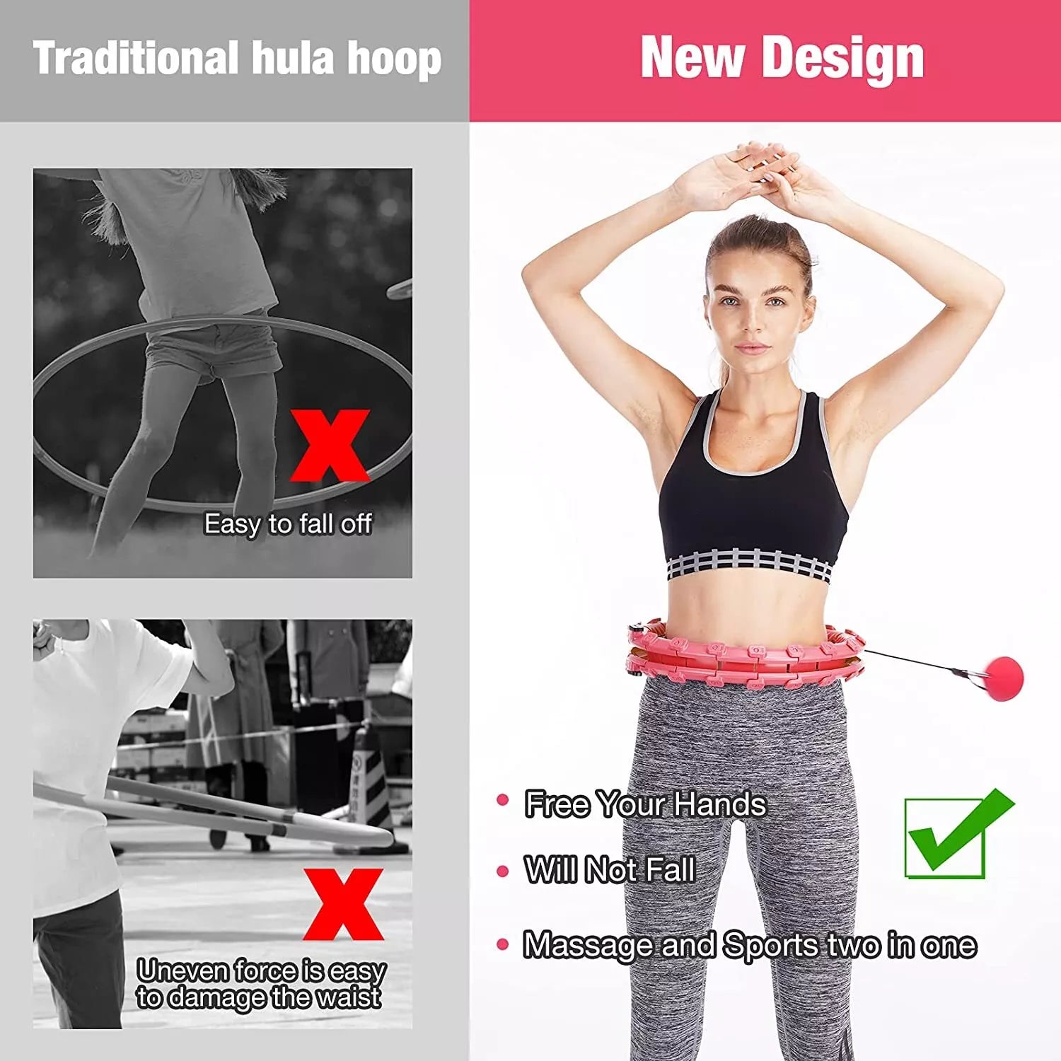 24 Knots Weighted Hula Hoop for Adults - Smart Fitness Tool for Waist Slimming and Weight Loss
